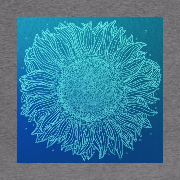 Aqua Blue Sunflower by CozyPixelFluff